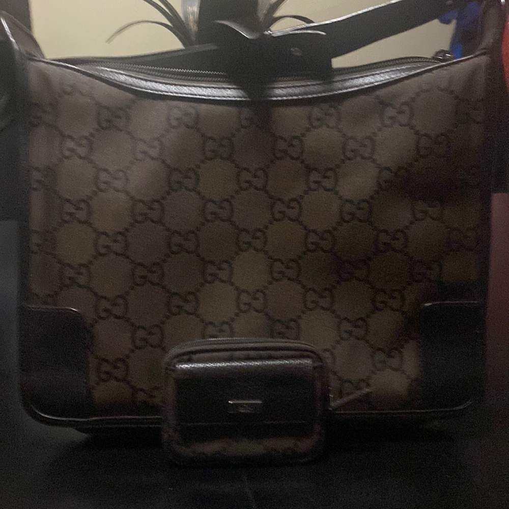 Gucci Monogram Brown Canvas Shoulder Bag and Matching wallet
